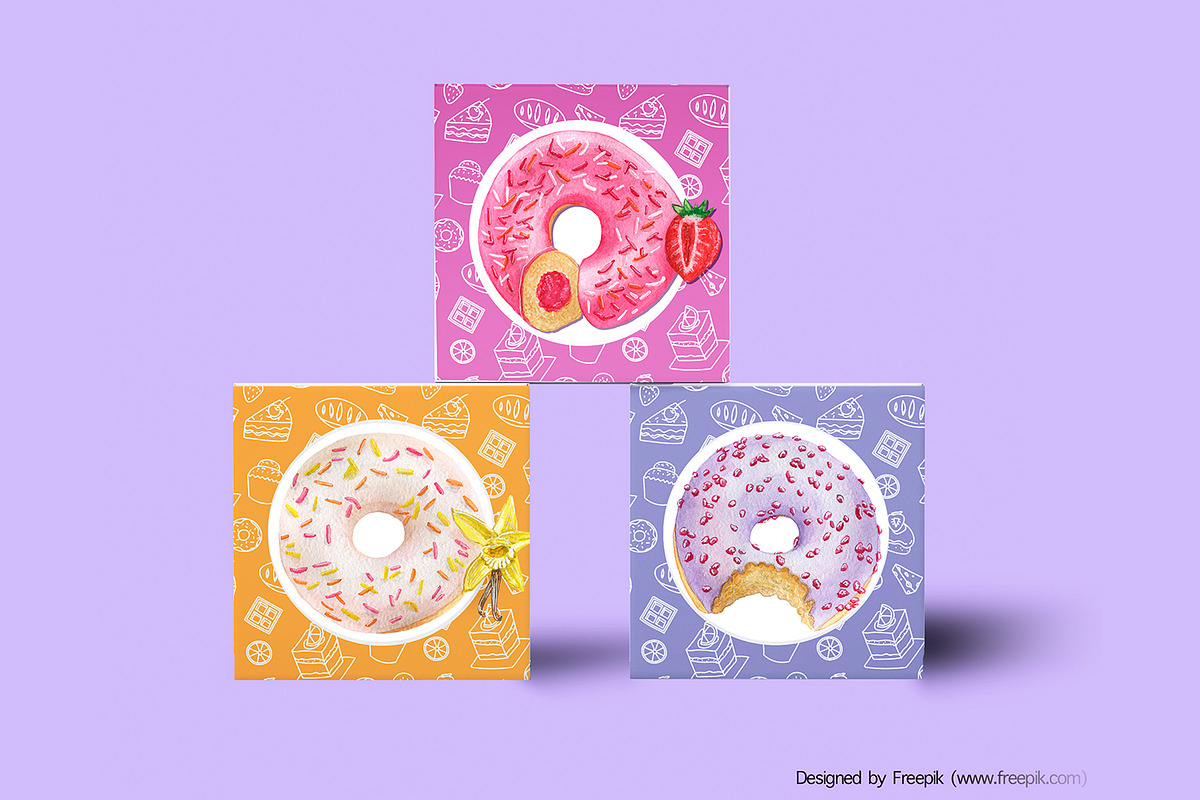 Watercolor donuts clipart, a Food Illustration by ArtfulStudio (Photo 8 of 9)