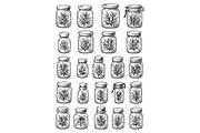 Glass Jars with Herbs Engraving Set, an Object Graphic by nikagraphic (Thumbnail 3 of 3)