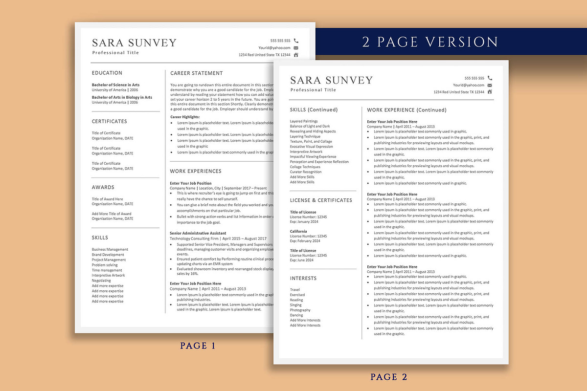 Professional Resume Template Pack, a Resume Template by VictoriousVita (Photo 3 of 8)