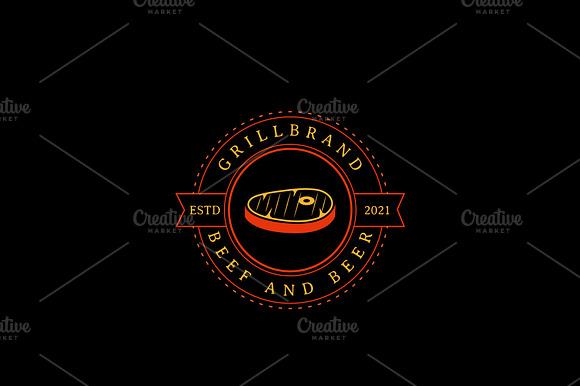 Steak Grill Restaurant Logo Design preview 2