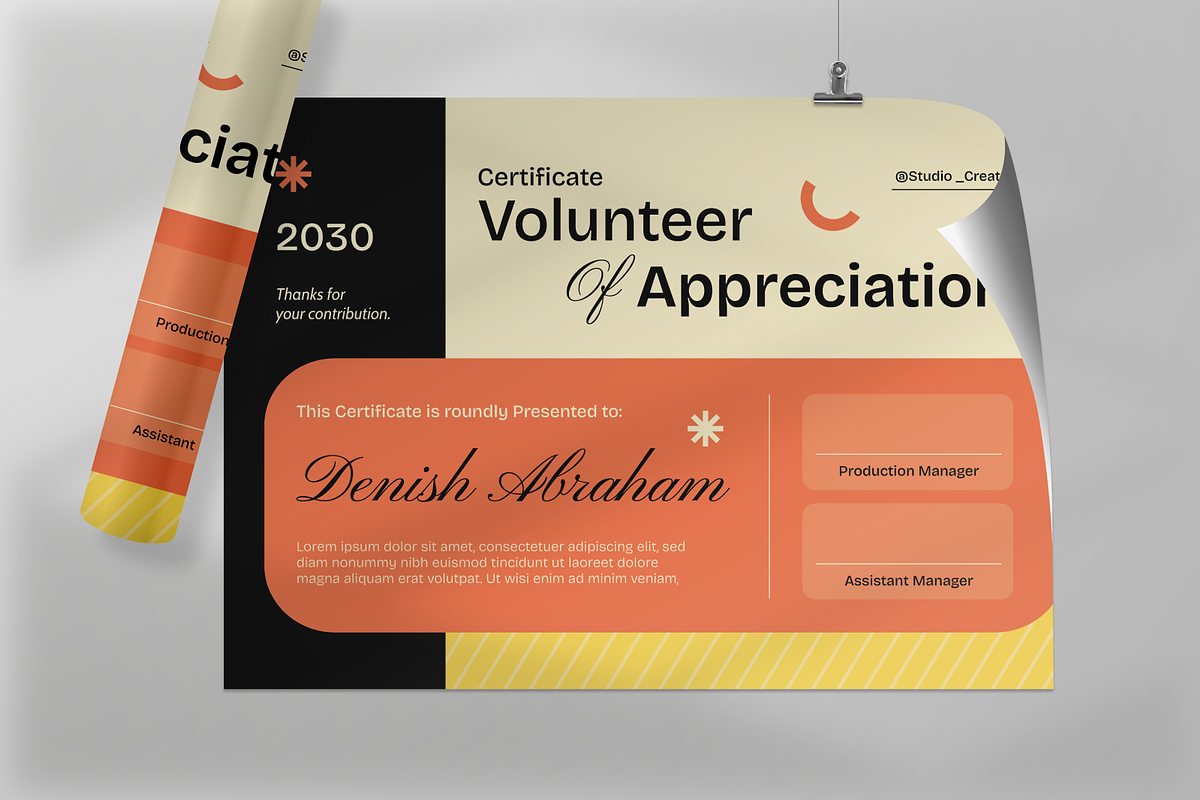 Volunteer Appreciation Certificate, a Stationery Template by Annora Studio (Photo 6 of 6)