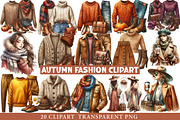 Watercolor Autumn Fashion Clipart, an Illustration by cherrydesign (Thumbnail 1 of 3)