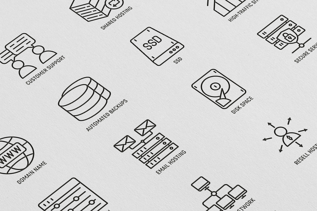 Hosting | 16 Thin Line Icons Set, an Outline Icon by Alex Blogoodf (Photo 8 of 11)