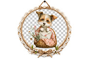 Whimsical Funny Spring Dogs Clipart, an Illustration by DreamArtGraphic (Thumbnail 7 of 8)