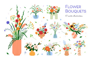 Flower bouquets. Floral bunches set, a Decorative Illustration by Good Studio