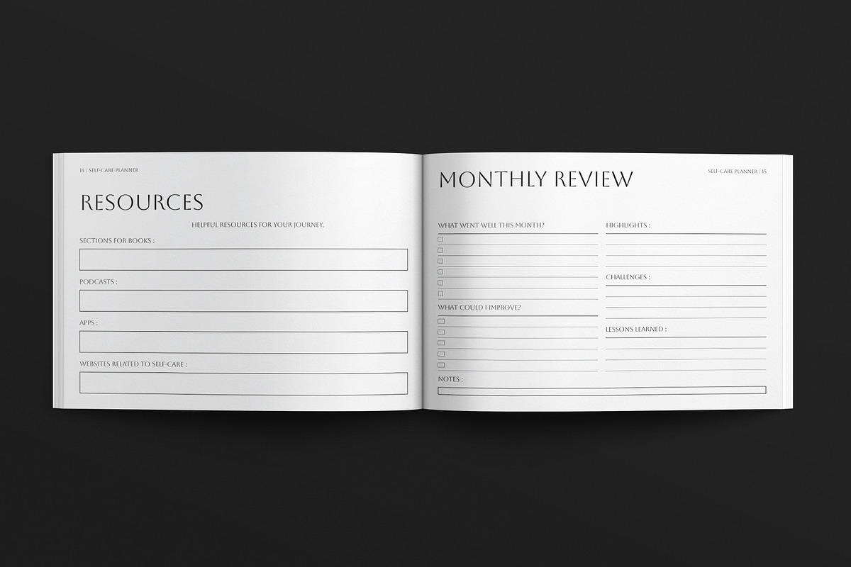 Self-Care Planner Template Landscape, a Brochure Template by E-Type (Photo 6 of 7)