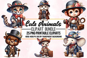 Watercolor Cute Animals Clipart, an Animal Illustration by Craft Nest (Thumbnail 1 of 5)
