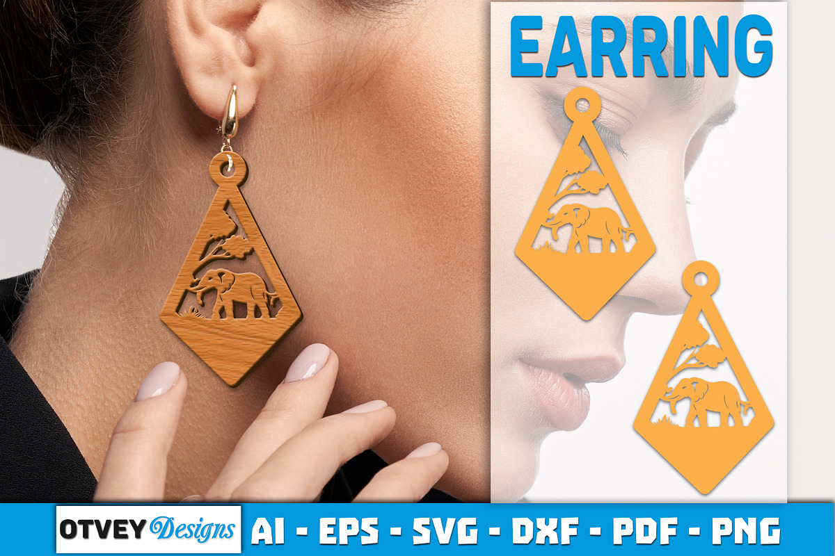 Lasercut Wooden Earrings Animals, an Object Graphic by OTVEY DESIGN (Photo 3 of 13)