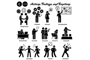 Stick Figure Action Verbs Alphabet C