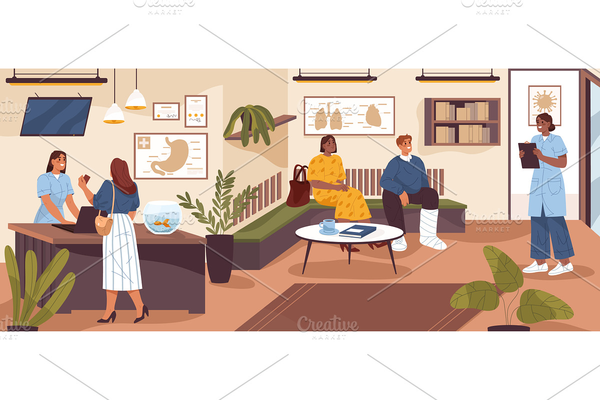 Hospital or clinic interior. Vector, a Healthcare Illustration by Elegant Solution