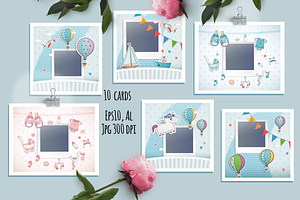 Set Of 10 Baby Cards