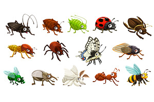 Cartoon googly insect and pest, an Animal Illustration by Vector Tradition