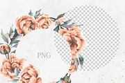 Peachy Peonies Watercolor Wreaths, an Illustration by NATASHA CHU (Thumbnail 3 of 3)