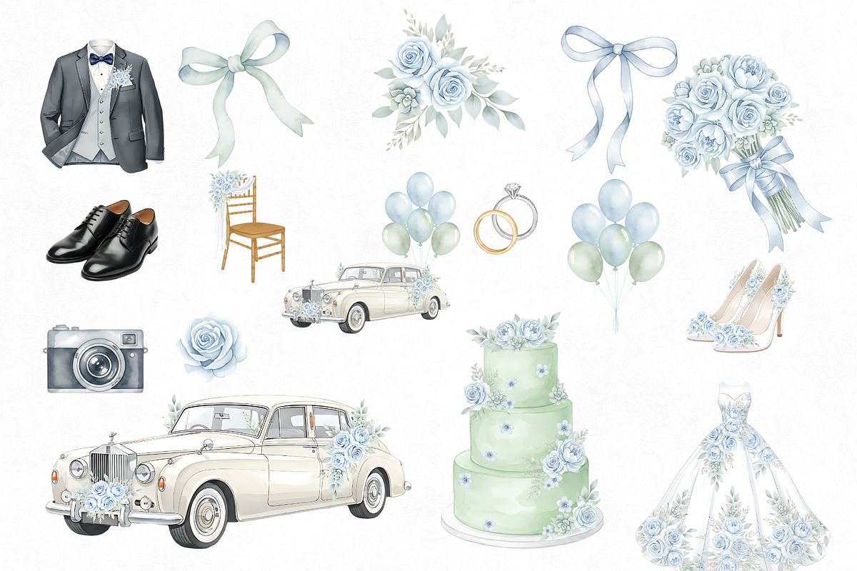 30 Elegant Watercolor Blue Floral, an Illustration by Elegant_Studio44 (Photo 2 of 4)