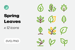 Basicons / Nature / Spring Leaves, a Duotone Icon by Danil Polshin