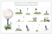 Golf Club Watercolor Collection, a Sport Illustration by WatercolorElena (Thumbnail 5 of 13)