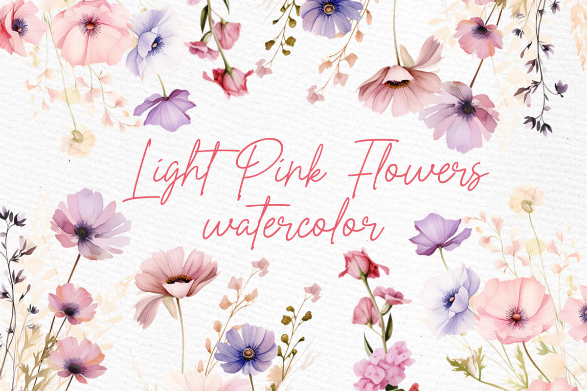 Dusty Pink Flowers Clipart, a Decorative Illustration by LeCoqDesign (Photo 1 of 10)