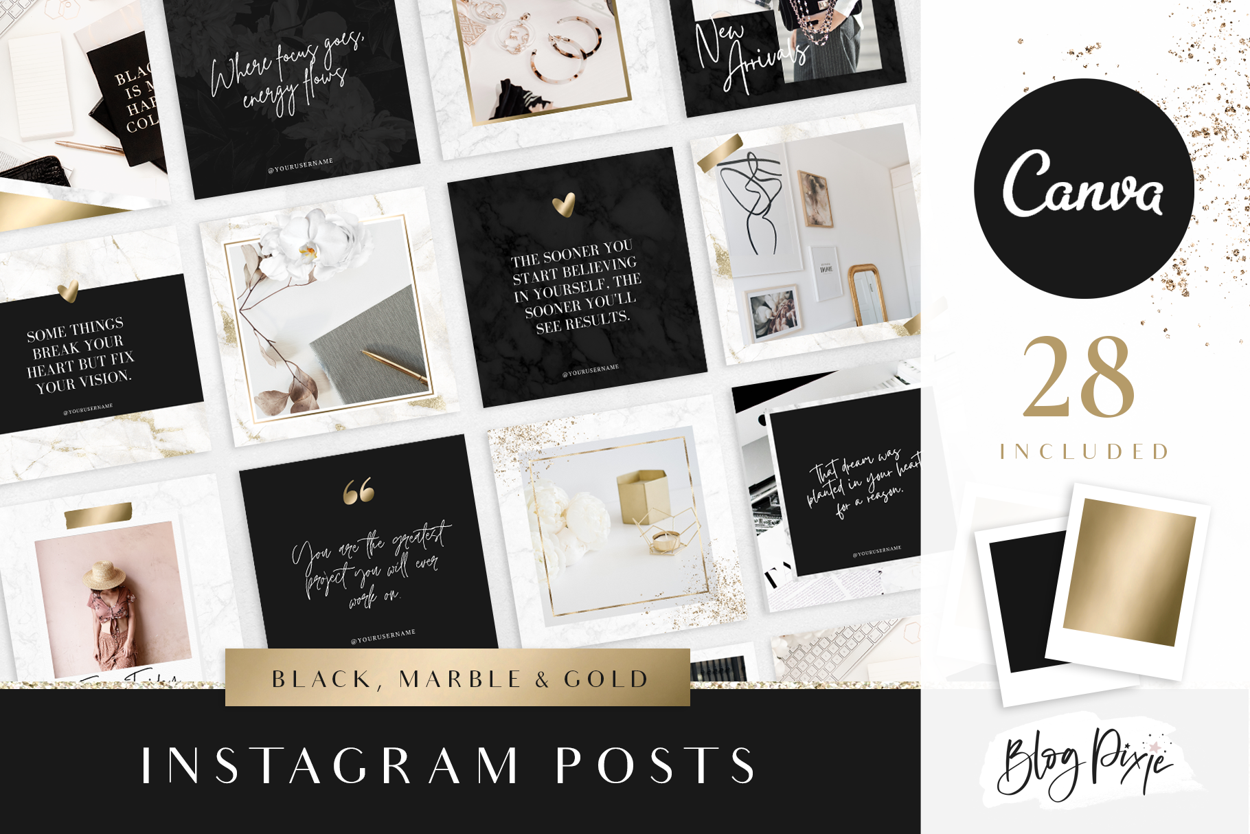 Instagram Post Templates Black Gold