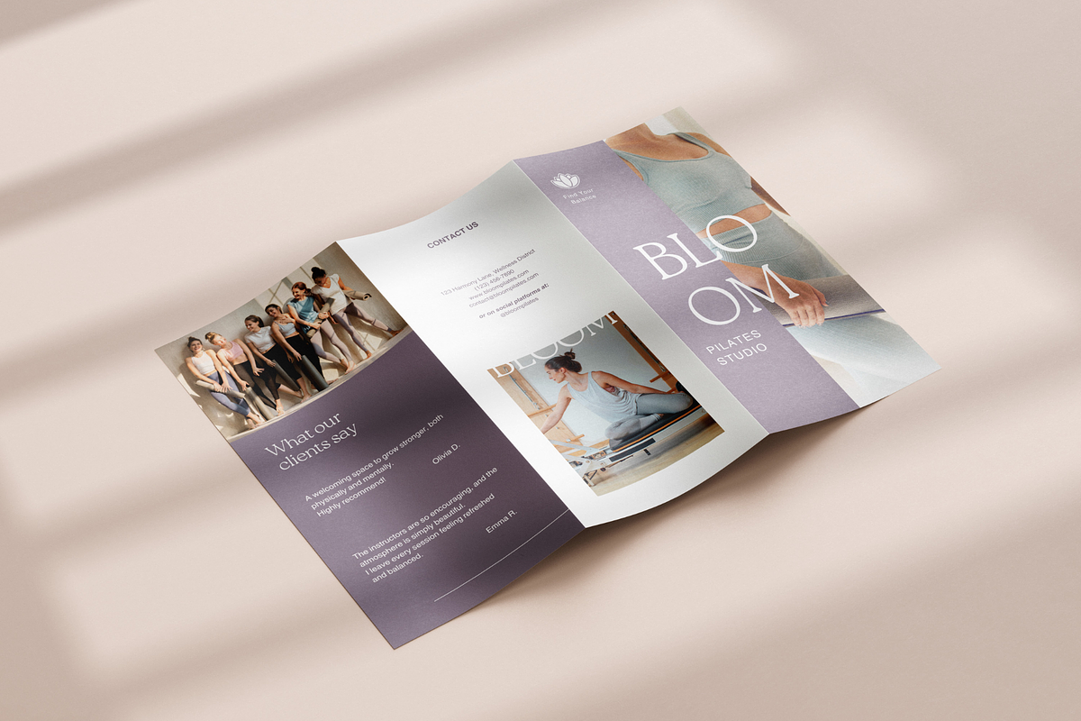Pilates Studio Tri-fold Brochure, a Brochure Template by Soul & Maeum Store (Photo 3 of 6)