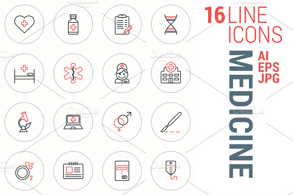 16 Line Icons Medicine