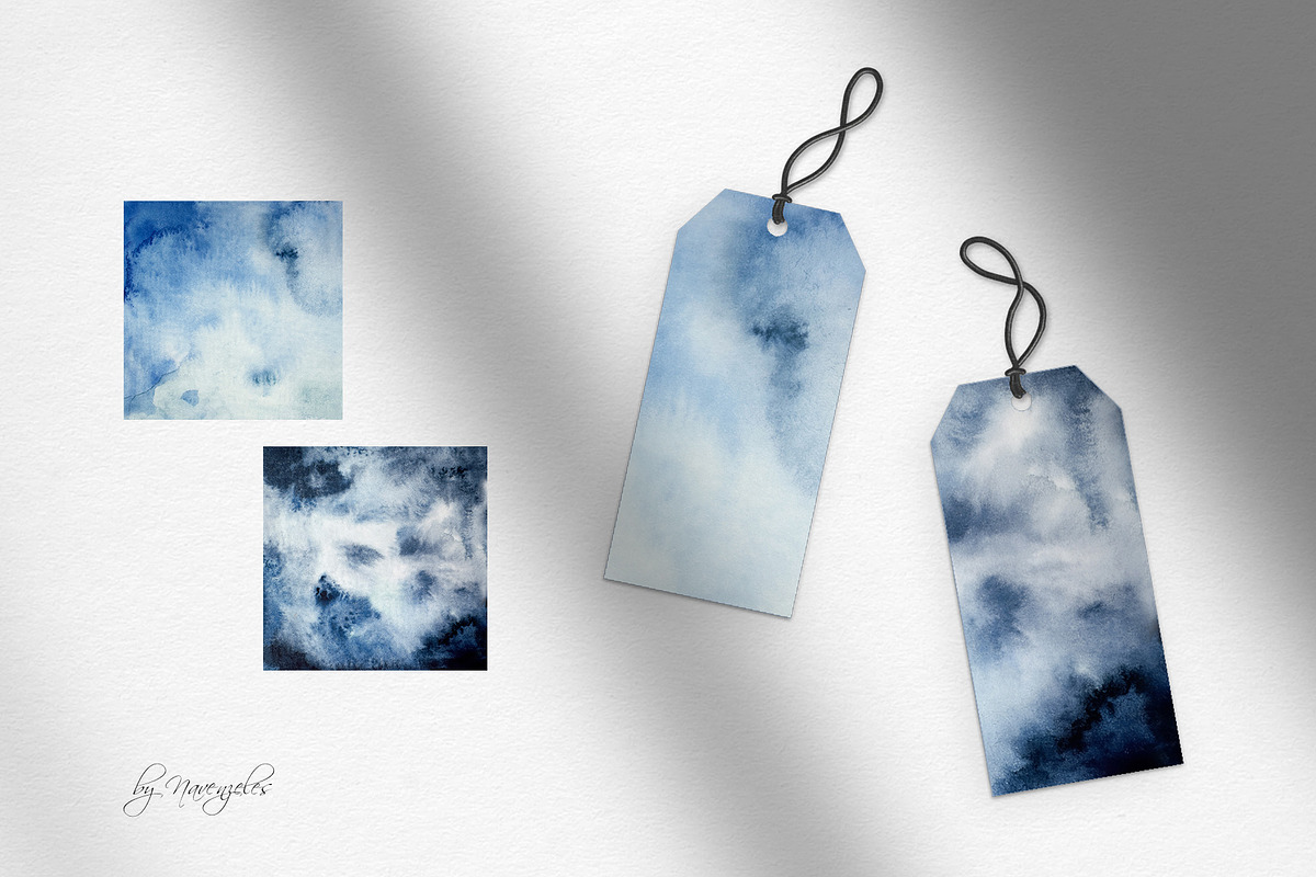 Blue Abstract Watercolor Backgrounds, a Texture Graphic by Navenzeles (Photo 2 of 10)