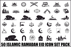 50 Islamic Ramadan Eid Icon Set