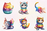 Adorable Rainbow Cute Cat Clipart, an Illustration by CreationArt (Thumbnail 4 of 9)