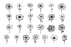 50 Flower Doodles Procreate Stamps