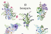 Dusk Blue Watercolor Florals, a Decorative Illustration by Catch the Dream Art (Thumbnail 3 of 12)