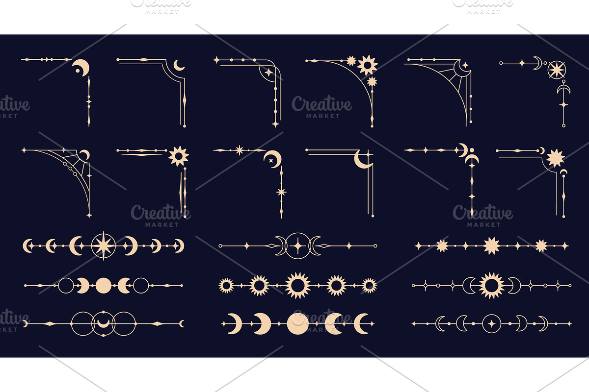 Celestial frames corners. Luxury, an Illustration by LadadikArt