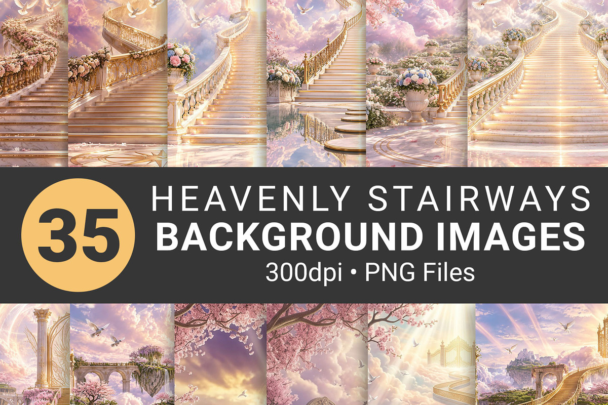 Heavenly Stairway Funeral Background Images Digital PNG
