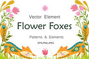 Vector Flower Foxes, an Animal Illustration by Olesya Agudova (Thumbnail 1 of 8)