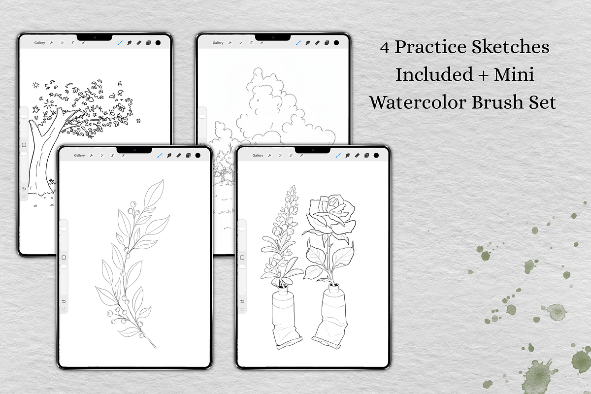 Procreate Watercolor Paper Canvas, a Layer Style Add-On by Wicked Creative (Photo 6 of 6)