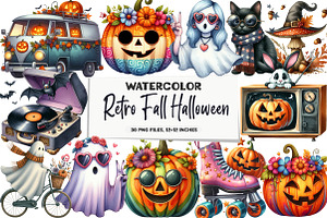 Retro Fall Halloween PNG Clipart Bun, an Illustration by DreamArtGraphic