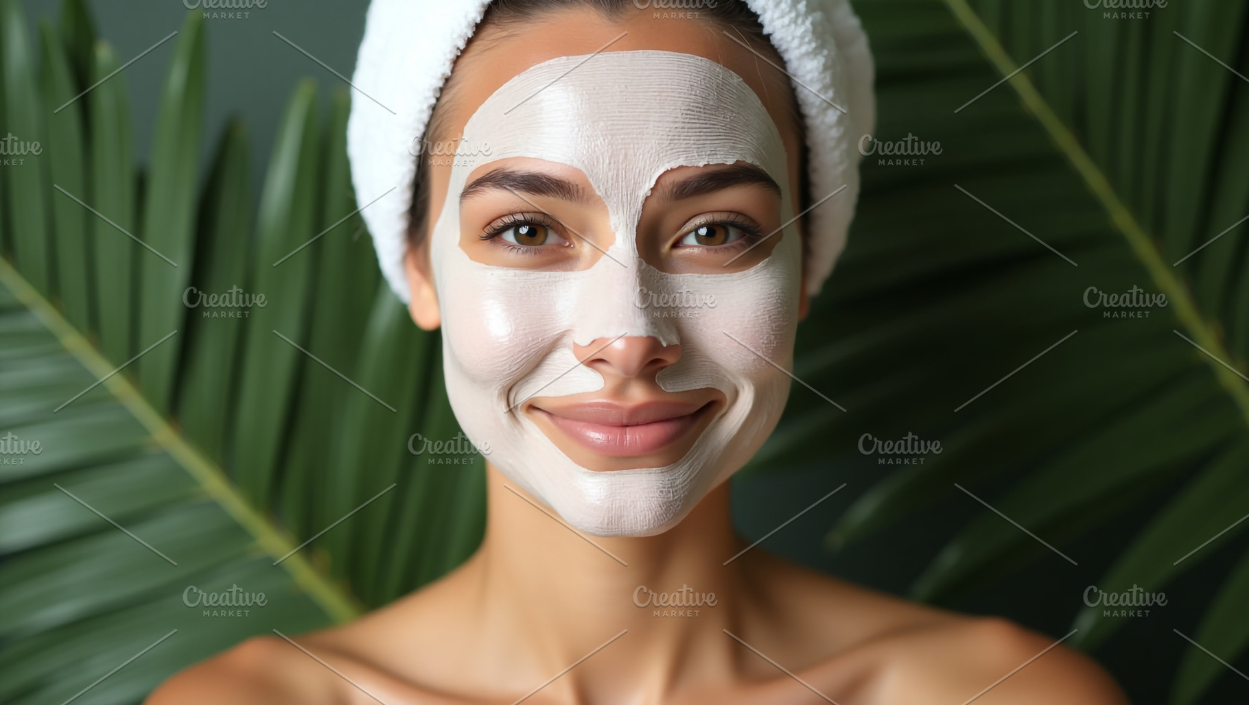 Smiling Young Woman with Facial Mask, a Beauty & Fashion Photo by Stock Shape