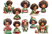 Christmas Cute Black Doll Clipart, a Person Illustration by GlamArtZhanna (Thumbnail 2 of 5)