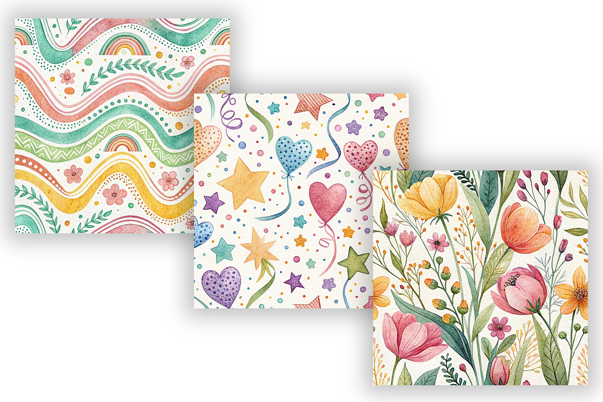 Whimsy Bright Digital Paper Pack, a Pattern Graphic by FloridPrintables (Photo 5 of 8)
