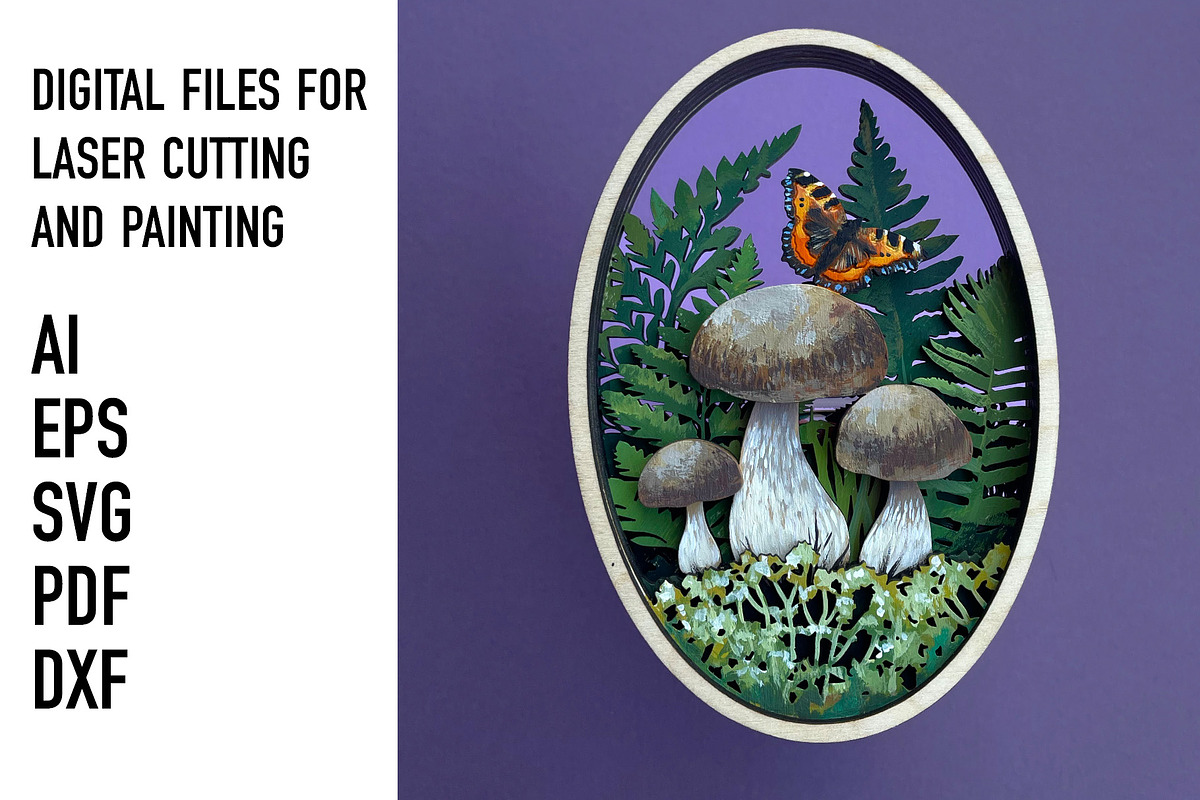 Mushroom Woodland Oval SVG File, an Object Graphic by HelloWood (Photo 2 of 3)