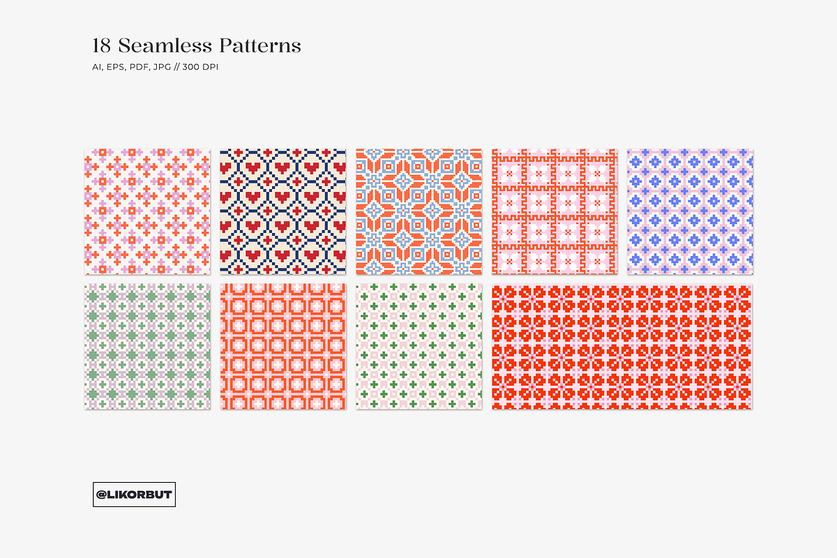 Geometric Jacquard Pixel Pattern, a Pattern Graphic by likorbut (Photo 5 of 11)