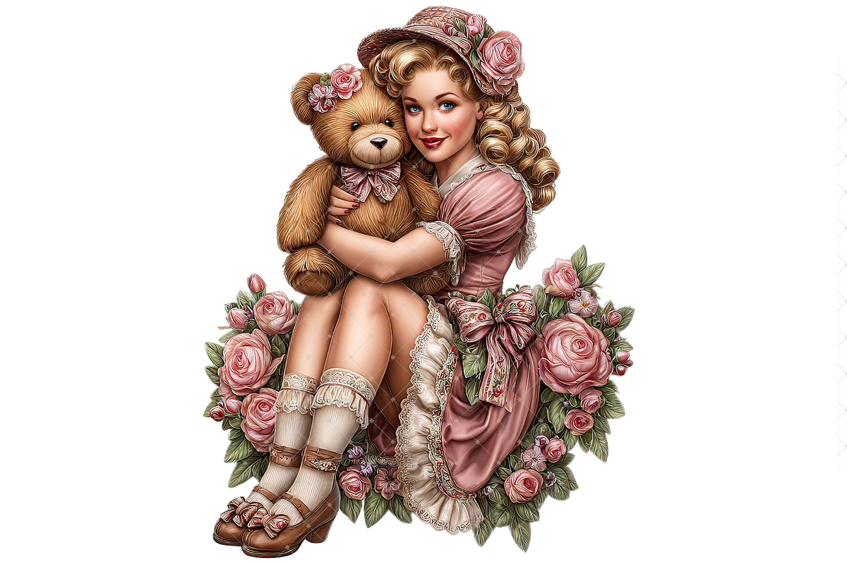 Girl With Teddy Bear Clipart PNG, a Person Illustration by Memories By Lea (Photo 6 of 20)