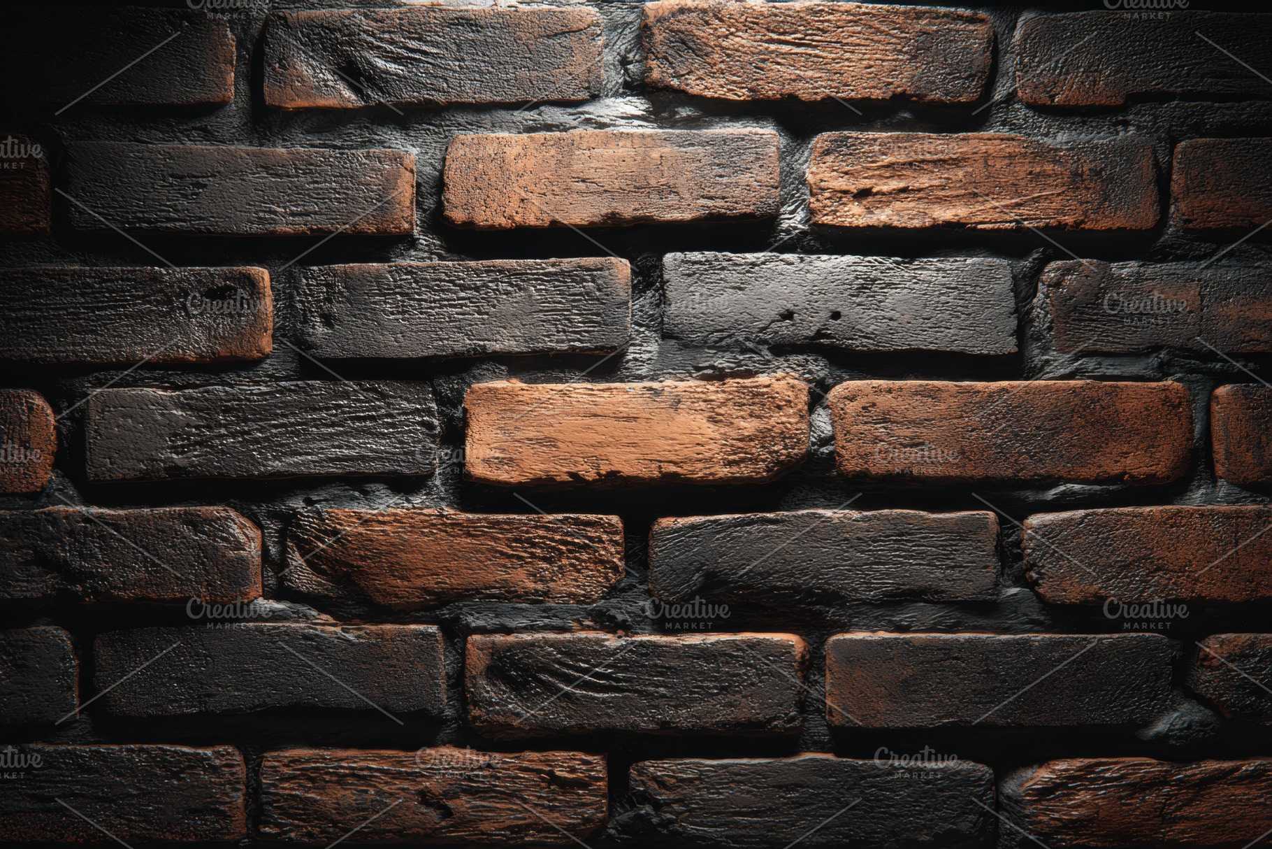Dark wall made of textured bricks, a Photo by Pavel_design