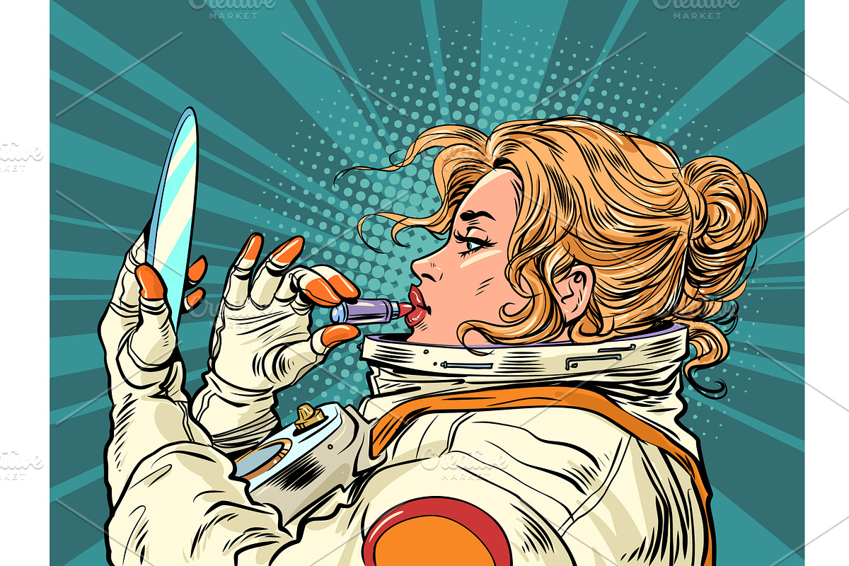 Pop Art Retro Astronaut woman with, a Person Illustration by studiostoks