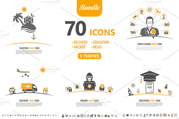 70 Icons In 5 Themes