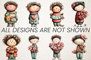 Whimsical Valentine Cat Boys Clipart, an Illustration by RobertsArt (Thumbnail 3 of 6)