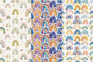 10 Rainbow Doodles Seamless Patterns