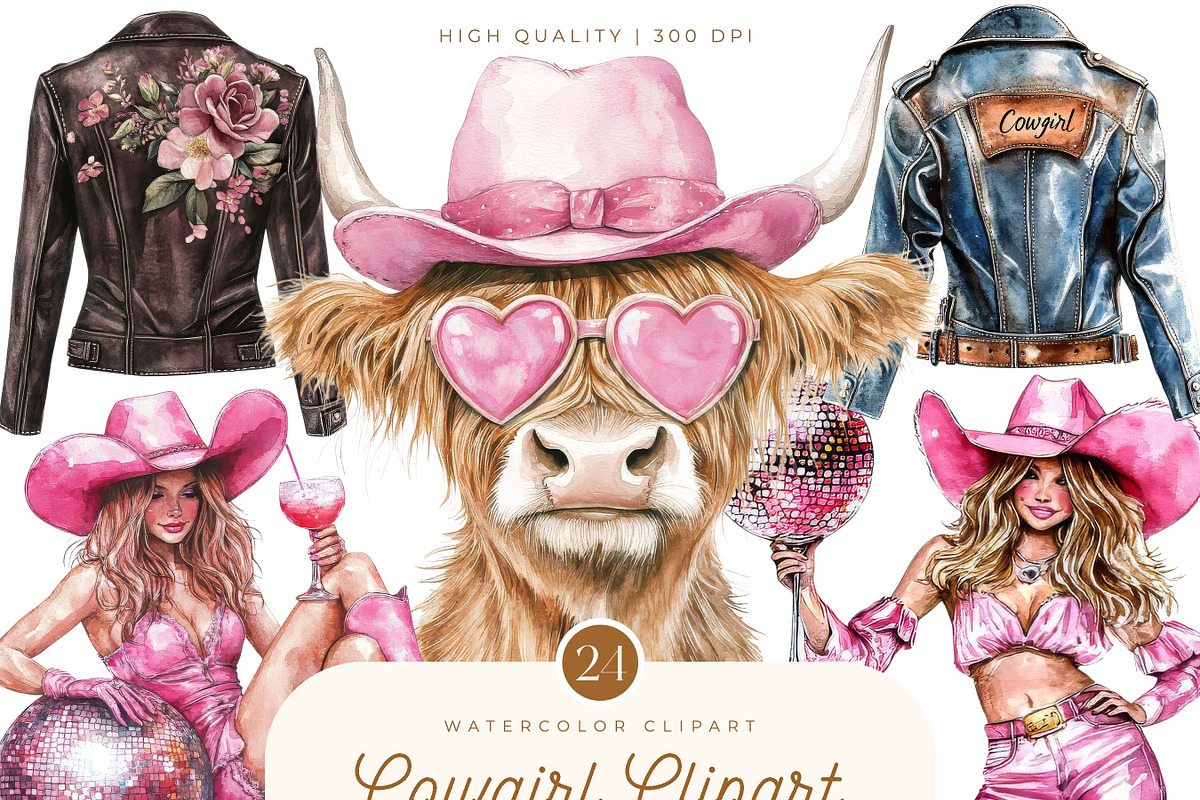 Watercolor Cowgirl PNG Clipart, a Person Illustration by SparkyDesignsUS (Photo 1 of 8)