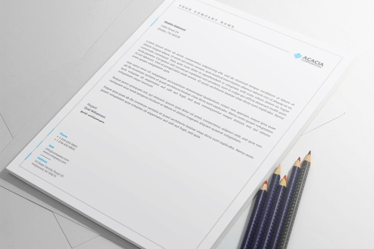 Clean Letterhead, a Stationery Template by DesignGhar (Photo 2 of 5)