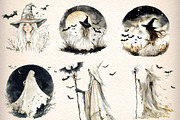 Halloween Witches Clipart, an Illustration by CreationArt (Thumbnail 4 of 5)