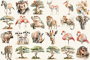 Watercolor Safari Animals Clipart, an Illustration by DreamCafeArt (Thumbnail 2 of 6)