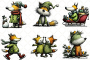 Whimsical Christmas Fox Clipart, an Illustration by Black Bird Studio (Thumbnail 2 of 6)